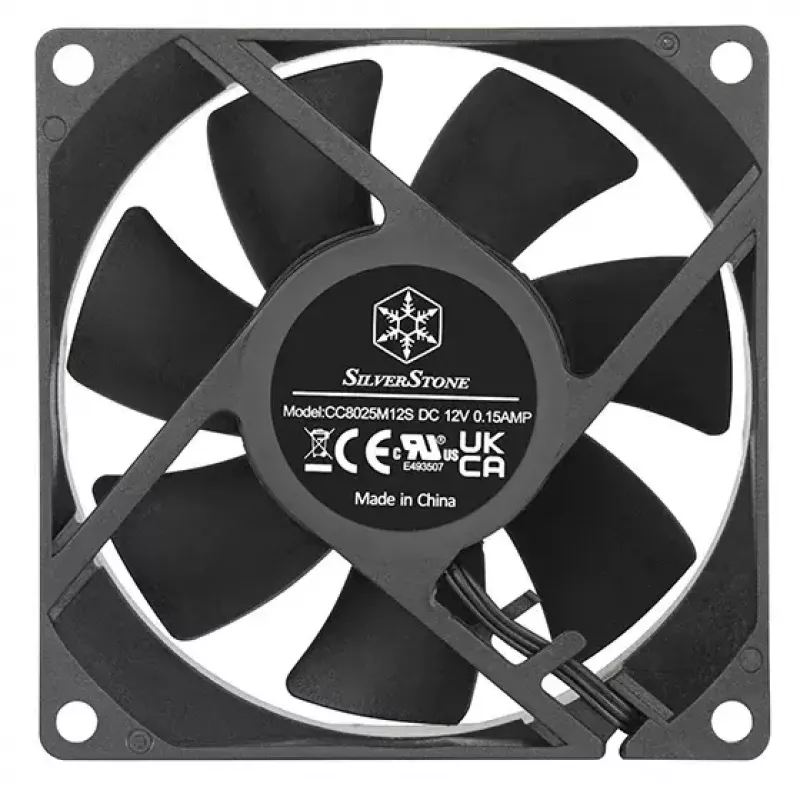 Fan Silverstone FN80 8 cm Black 27.81 cfm 1.86 mmH2O