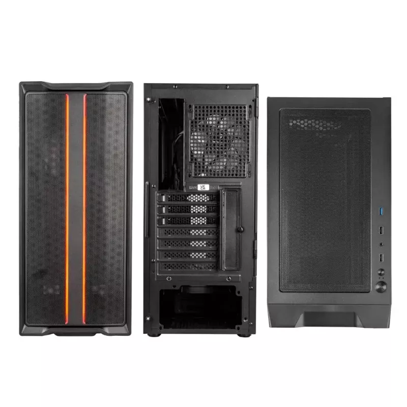 PC Case Kolink Inspire K12 ARGB Midi Tower — Black with Transparent Side, Supports ATX/Micro ATX/ITX, 2x3.5 inch + 2x2.5 inch Bays