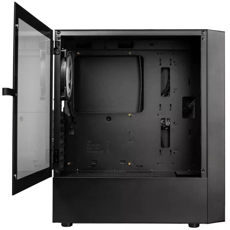 PC Case Kolink Inspire K12 ARGB Midi Tower — Black with Transparent Side, Supports ATX/Micro ATX/ITX, 2x3.5 inch + 2x2.5 inch Bays
