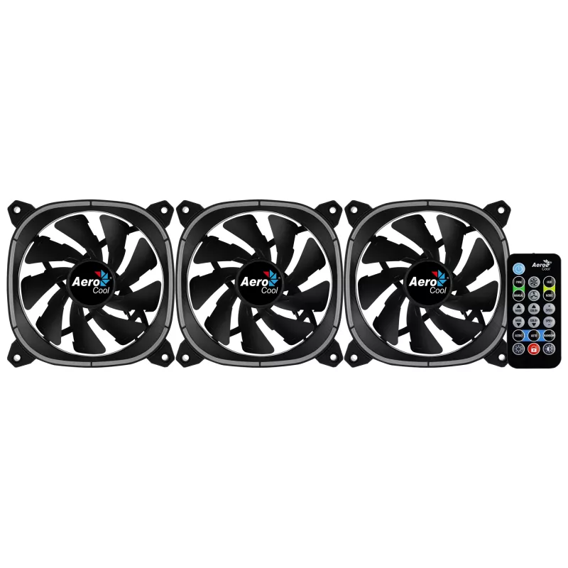 Aerocool ASTRO12PRO Kit 3 Fans PC 12cm LED RGB Antivibration Remote Control