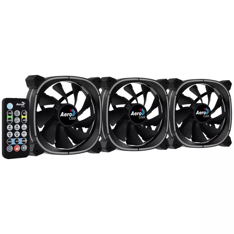 Aerocool ASTRO12PRO Kit 3 Fans PC 12cm LED RGB Antivibration Remote Control