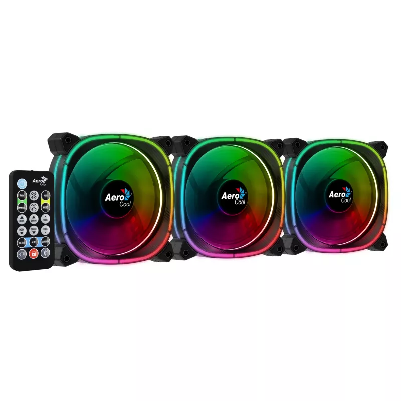 Aerocool ASTRO12PRO Kit 3 Fans PC 12cm LED RGB Antivibration Remote Control