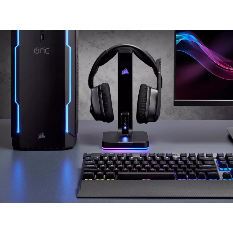 CORSAIR Headset - St100 RGB Premium - With Stand 7.1 Surround - Customizable RGB Lighting