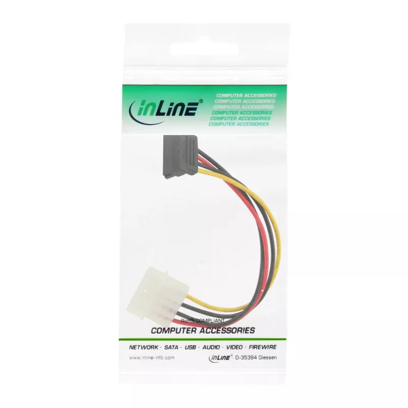 InLine SATA power Adapter Cable 5.25 inch / 15pin SATA 0.15m, angled downwards