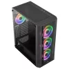Aerocool PRISMBKV3 PC Case ATX Black 4 Fans ARGB Front Side Side Tempered Glass