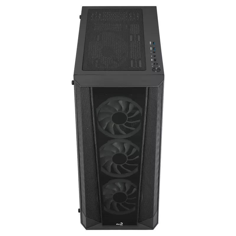 Aerocool PRISMBKV3 PC Case ATX Black 4 Fans ARGB Front Side Side Tempered Glass