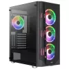 Aerocool PRISMBKV3 PC Case ATX Black 4 Fans ARGB Front Side Side Tempered Glass