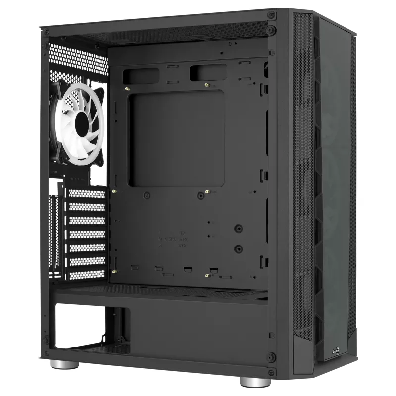 Aerocool PRISMBKV3 PC Case ATX Black 4 Fans ARGB Front Side Side Tempered Glass