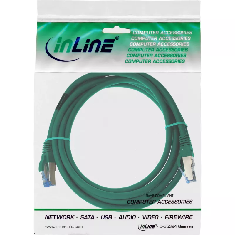 InLine Patch Cable S/FTP PiMF Cat.6A halogen free 500MHz green 2m