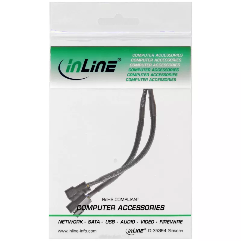 InLine PWM fan power y-cable, 4pin. 1M/2F, 0.15m