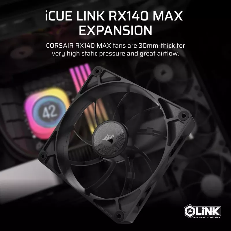CORSAIR Icue Link Rx140 Max 140mm Pwm Thick Fan Expansion