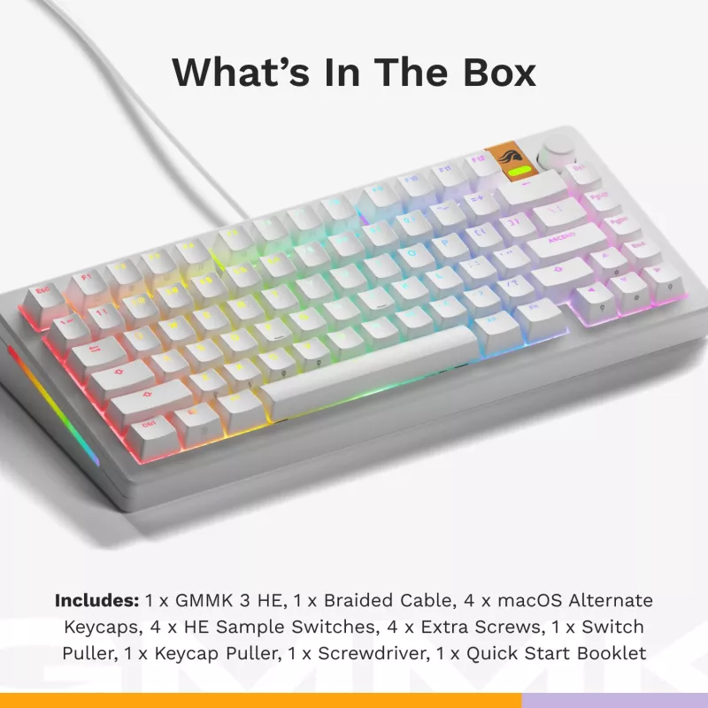 Mechanical keyboard GLORIOUS GMMK 3 HE 75% Wired White US layout
