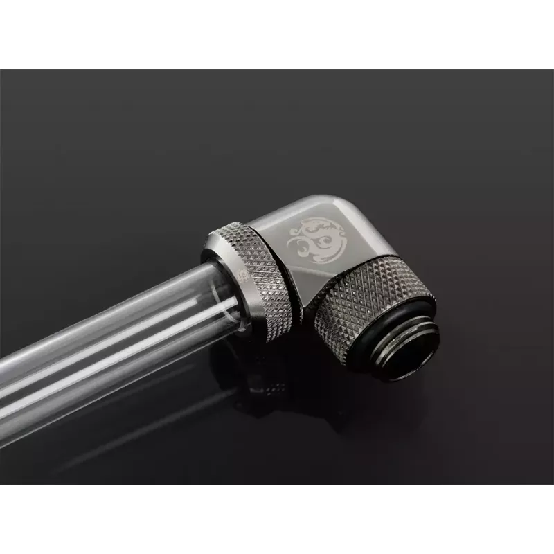 Bitspower BP-BSE90RML brass 90° rotary fitting for liquid PC cooling, G1/4 thread, black