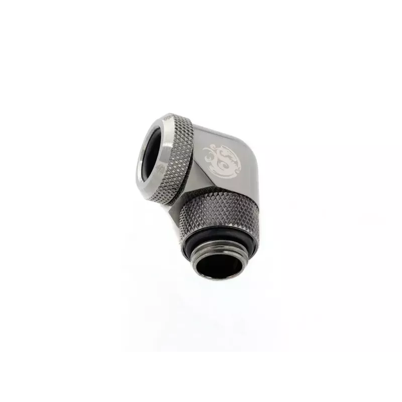 Bitspower BP-BSE90RML brass 90° rotary fitting for liquid PC cooling, G1/4 thread, black