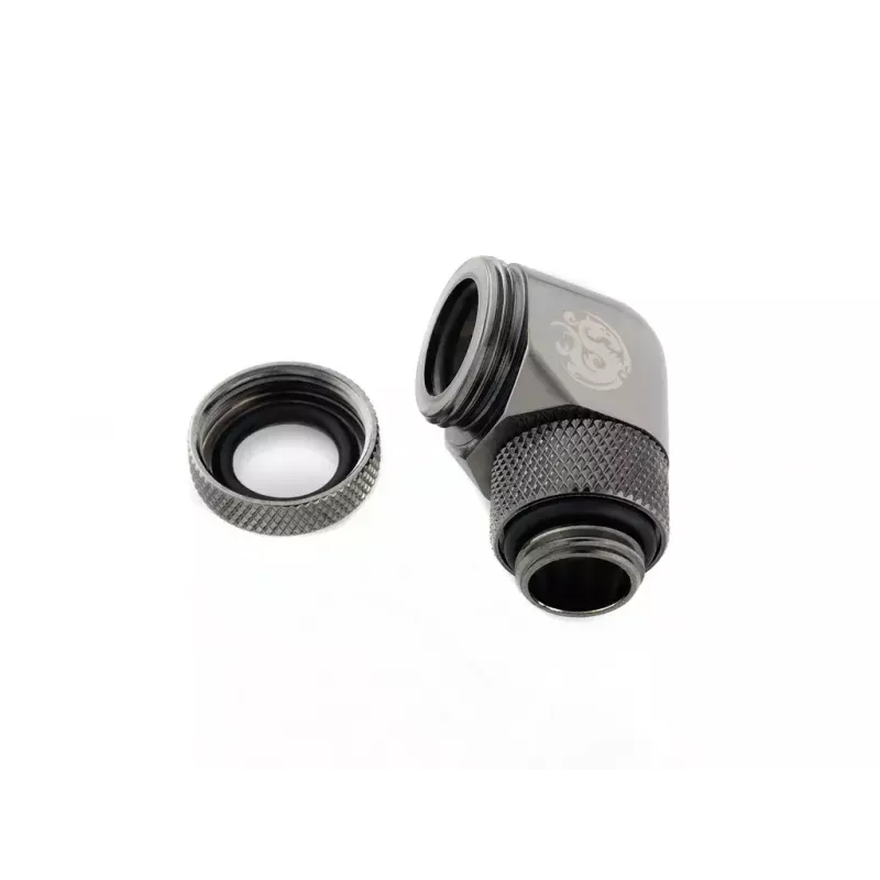 Bitspower BP-BSE90RML brass 90° rotary fitting for liquid PC cooling, G1/4 thread, black