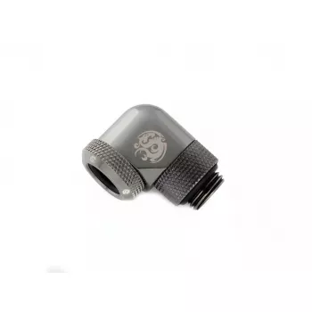 Bitspower BP-BSE90RML brass 90° rotary fitting for liquid PC cooling, G1/4 thread, black