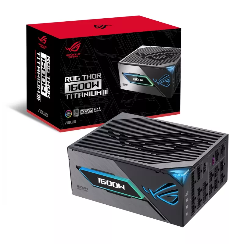 Power Supply Unit ASUS ROG THOR-1600T3-GAMING 1600 W, 80 PLUS Titanium, ATX 3.1, Fully-modular, OLED display