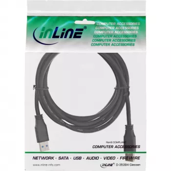 InLine USB 3.2 Gen.1 Cable Type A male / A male, black, 2m