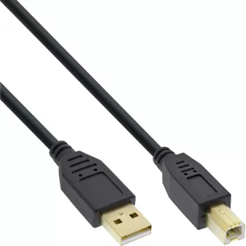 InLine USB 2.0 Cable Type A male / Type B female black, gold plated, 1m