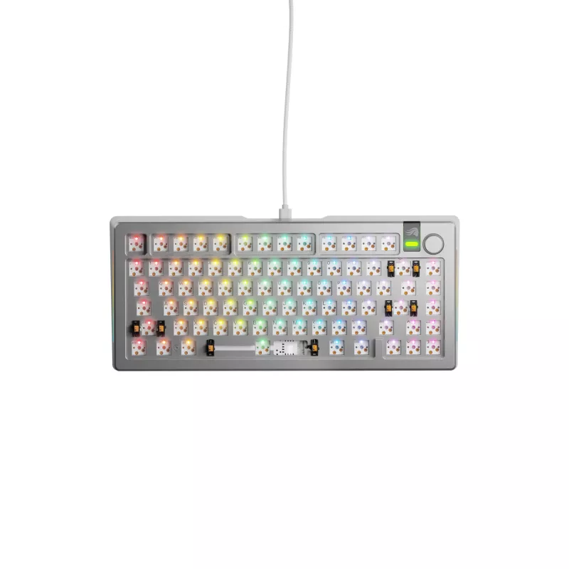 Glorious Gaming GMMK 3 PRO 75% Barebones Wired Silver - US, 75%, Wired, USB, RGB LED, Silver