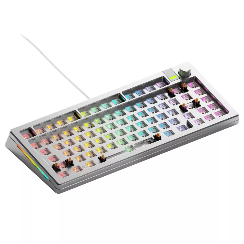 Glorious Gaming GMMK 3 PRO 75% Barebones Wired Silver - US, 75%, Wired, USB, RGB LED, Silver