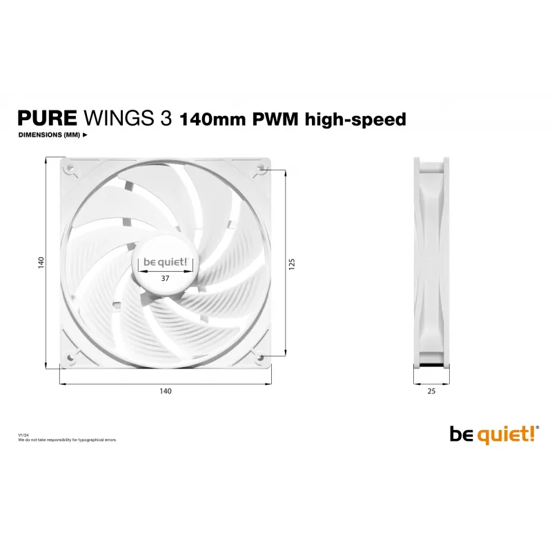 be quiet! Pure Wings 3 140mm PWM high-speed White Computer case Fan 14 cm 1 pc(s)