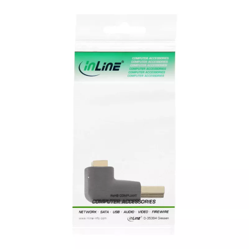 InLine HDMI adaptor, male/female, angled up, golden contacts, 4K2K