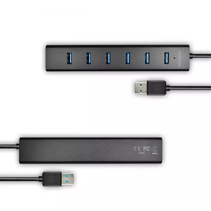 Axagon HUE-SA7BP 7x USB 3.0 ALU CHARGING hub BLACK incl. AC adapter