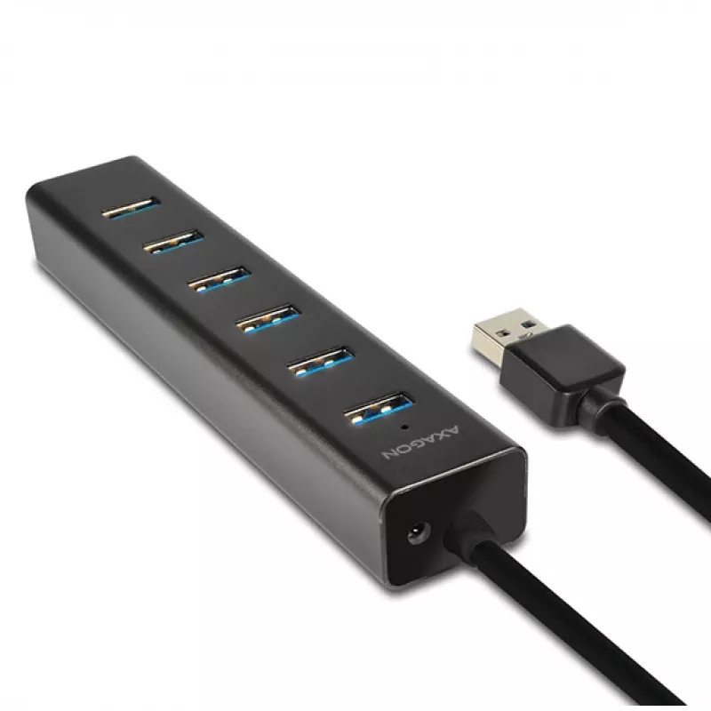 Axagon HUE-SA7BP 7x USB 3.0 ALU CHARGING hub BLACK incl. AC adapter