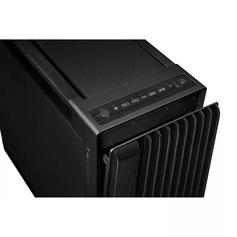 PC Case ASUS ProArt PA602 Wood Edition Midi Tower Black — EATX support, 45 cm GPU, 19 cm PSU/cooler, 8 HDD bays, USB-C