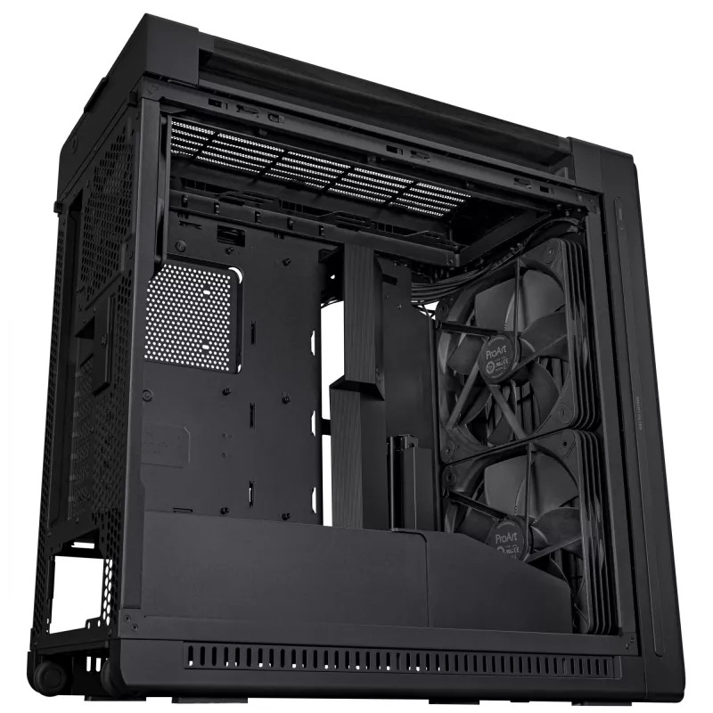 PC Case ASUS ProArt PA602 Wood Edition Midi Tower Black — EATX support, 45 cm GPU, 19 cm PSU/cooler, 8 HDD bays, USB-C