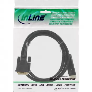 InLine DisplayPort to DVI converter cable, black, 1m, 1 m, DVI-D, DisplayPort, Male, Male, Black