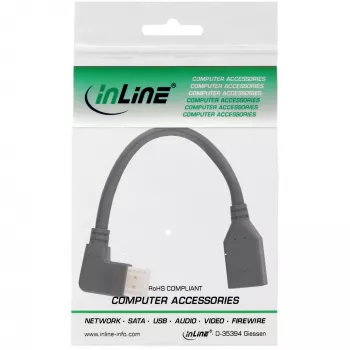 InLine DisplayPort 1.4 adapter cable M/F, 8K4K, angled left, black/gold, 0.15m