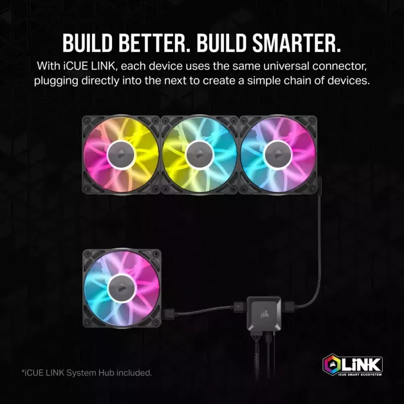Fan Corsair iCUE LINK RX120 RGB 12 cm 400-2100 RPM Magnetic Bearing