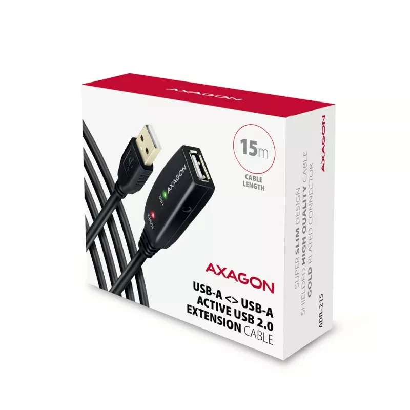 Axagon ADR-215 USB 2.0 A-M -> A-F active extension/repeater cable 15m