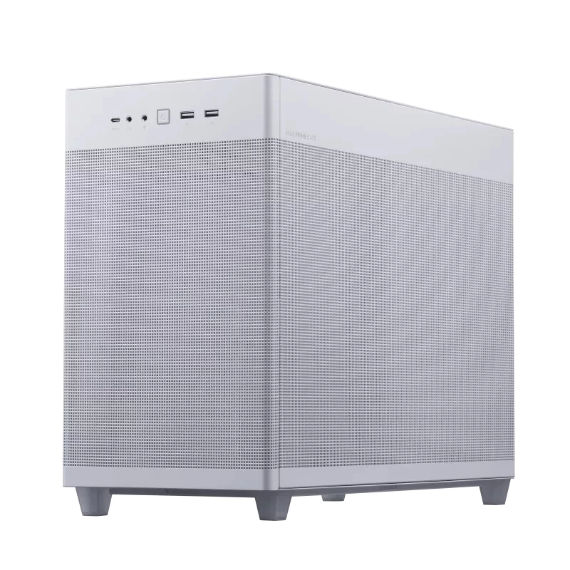 PC case ASUS AP201 PRIME CASE TG WHITE Mini Tower — micro ATX, tempered glass, 3×3.5 inch bays, 1×2.5 inch, USB-A×2, USB-C×1