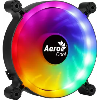 AEROCOOL 120 mm PC Case Fan SPECTRO12 RGB, 12 V, 1000 RPM, 3.6 W, Molex, Antivibration, Sleeve Bearing, Black