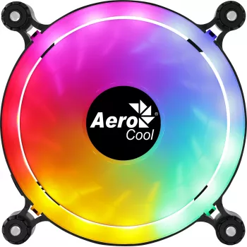 AEROCOOL 120 mm PC Case Fan SPECTRO12 RGB, 12 V, 1000 RPM, 3.6 W, Molex, Antivibration, Sleeve Bearing, Black