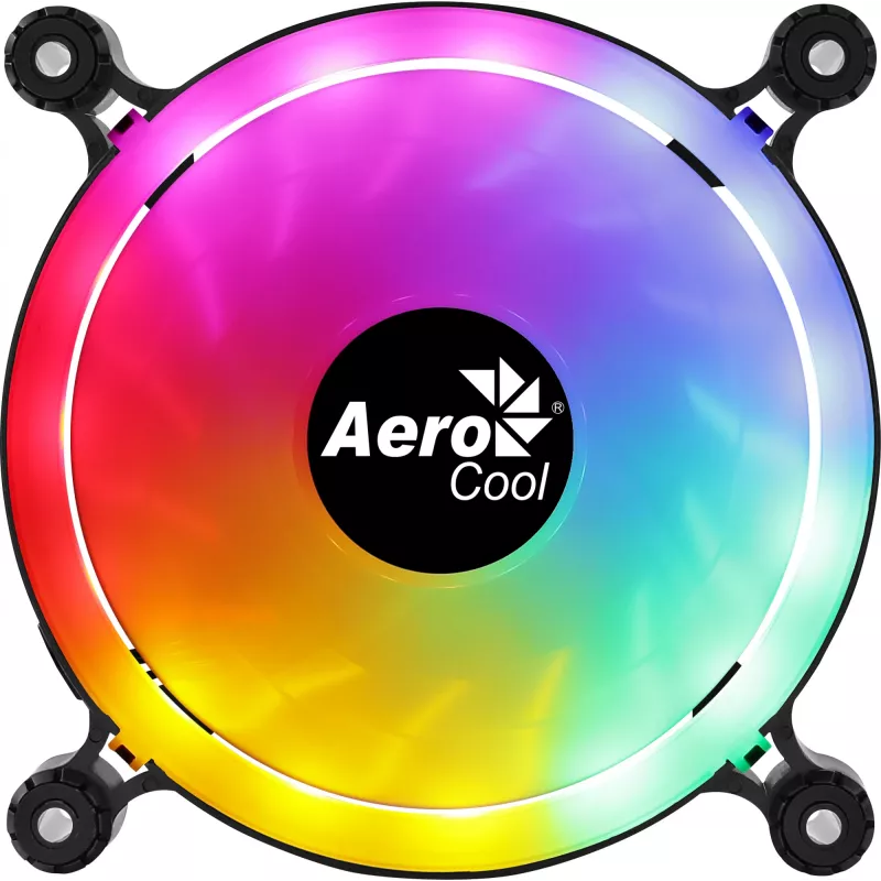 AEROCOOL 120 mm PC Case Fan SPECTRO12 RGB, 12 V, 1000 RPM, 3.6 W, Molex, Antivibration, Sleeve Bearing, Black