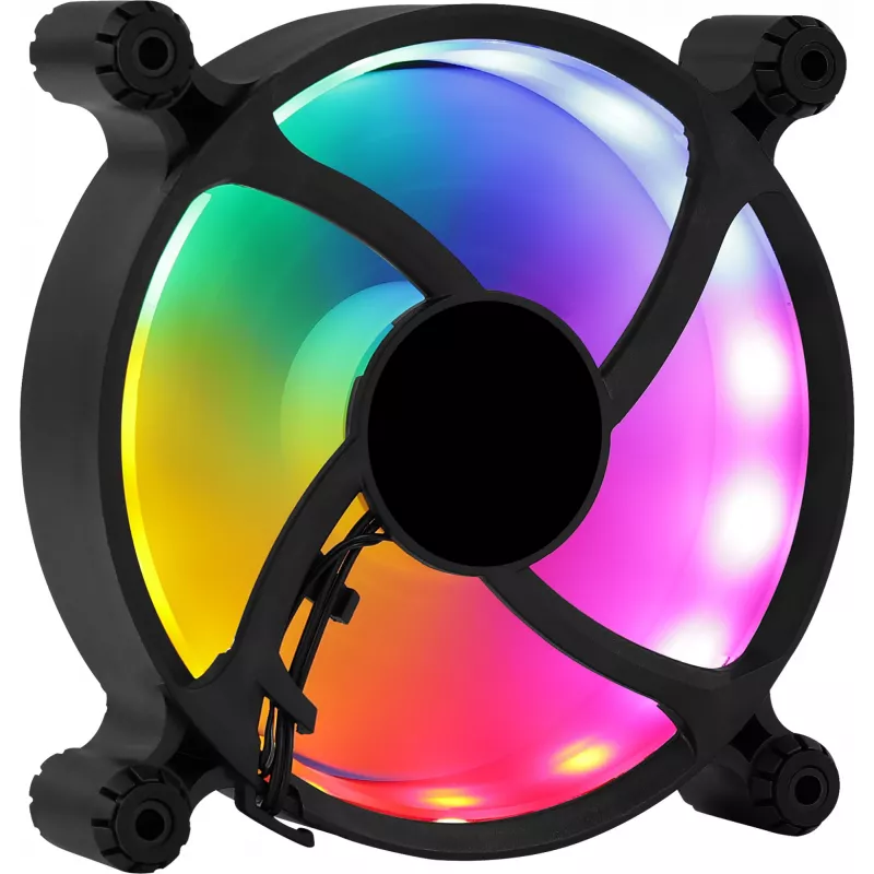 AEROCOOL 120 mm PC Case Fan SPECTRO12 RGB, 12 V, 1000 RPM, 3.6 W, Molex, Antivibration, Sleeve Bearing, Black