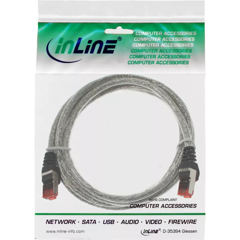 InLine Patch Cable S/FTP PiMF Cat.6 250MHz PVC copper transparent 0.5m