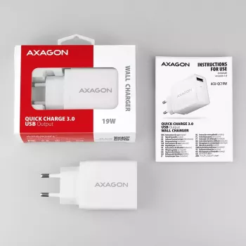 Axagon ACU-QC19W wall charger 1x QC3.0/AFC/FCP/SMART 19W white