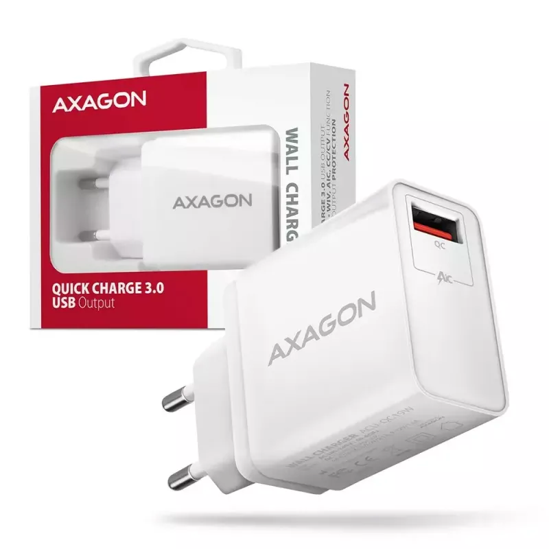 Axagon ACU-QC19W wall charger 1x QC3.0/AFC/FCP/SMART 19W white