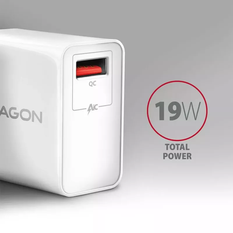 Axagon ACU-QC19W wall charger 1x QC3.0/AFC/FCP/SMART 19W white