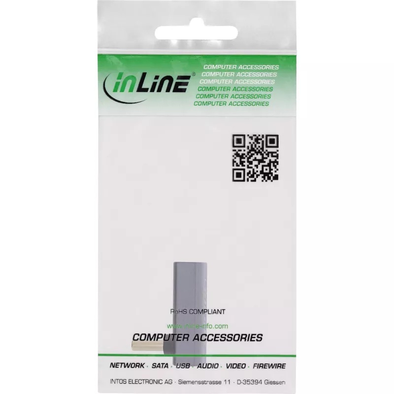 InLine USB4 adapter, USB-C male/female angled up/down, aluminium, grey