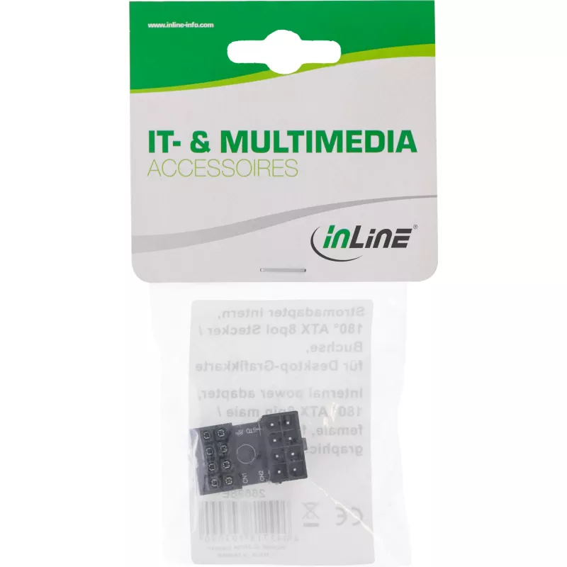 InLine Internal power adapter 180° ATX 8pin male female Black 26638E