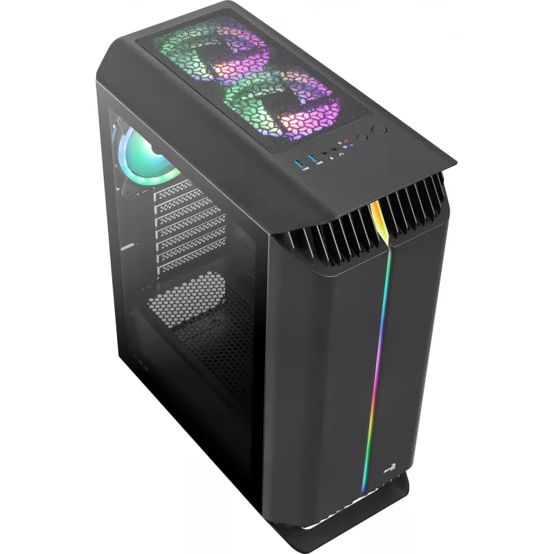 Aerocool GLADIATOR DUO ATX Gaming Case 3x ARGB 12cm Fans, Midi Tower, PC, Black, ATX, micro ATX, Mini-ITX, ABS, SPCC, Gaming