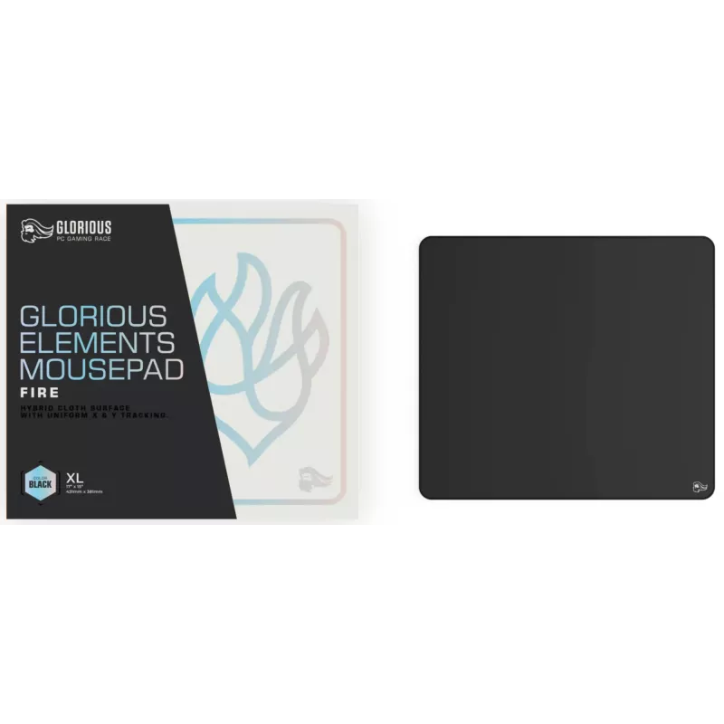 Glorious Gaming Glorious Element Mouse Pad - Fire, Black, Monochromatic, Cloth, Rubber, Non-slip base, Gaming mouse pad