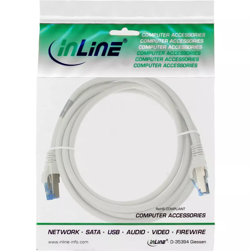 InLine Patch Cable S/FTP PiMF Cat.6A halogen free 500MHz white 0.5m