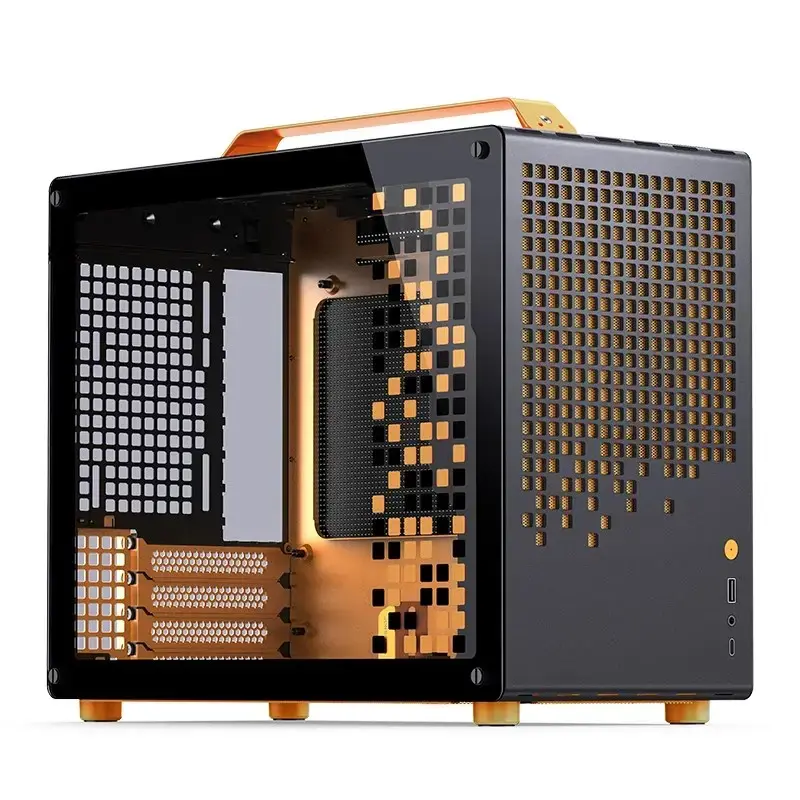 Computer Case JONSPLUS MATX Handle Case Z20 - Black-Orange
